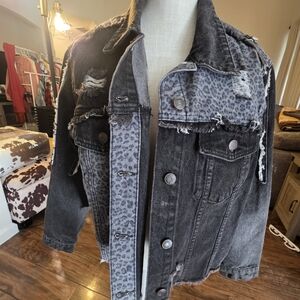 White Birch Black and Gray Denim Jacket